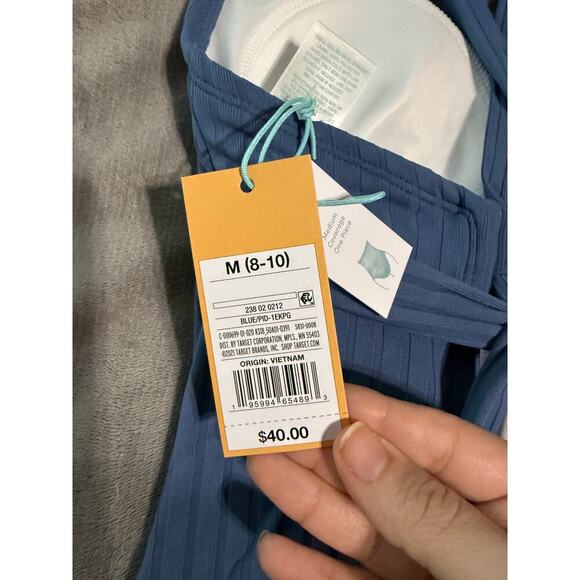 NWT Kona Sol Women Wide Ribbed Ring SZ Medium
One Piece Swimsuit Dusty Blue - Picture 5 of 11